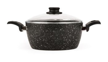 Cem Prestige Cam Kapaklı Granit 24 cm Derin Tencere