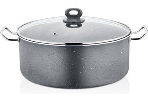 Cosiness Mega Cam Kapaklı Granit 36 cm Derin Tencere