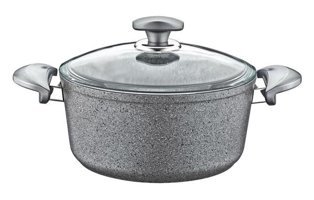 Oms Collection 3310 Cam Kapaklı Granit 30 cm Derin Tencere