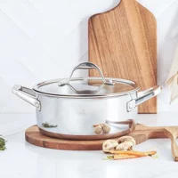 Karaca 3Ply PowerSteel 316+ İndüksiyon Cam Kapaklı Çelik 24 cm Derin Tencere