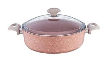 Falez Pinky Cam Kapaklı Granit 26 cm Karnıyarık Tencere