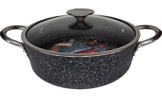 Oms Collection İndüksiyon Cam Kapaklı Granit 24 cm Karnıyarık Tencere