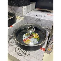 Tuna House No:26 Cam Kapaklı Granit 26 cm Basık Tencere