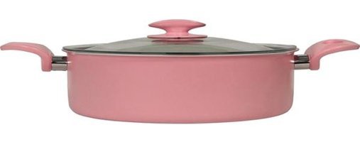Mehtap Cam Kapaklı Granit 32 cm Karnıyarık Tencere Pembe