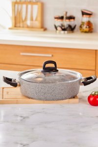 Emsan Durable Cam Kapaklı Granit 30 cm Karnıyarık Tencere