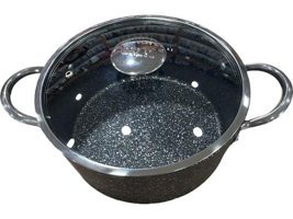 Oms Collection 3116 İndüksiyon Cam Kapaklı Granit 24 cm Derin Tencere