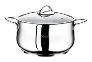 Oms Collection 2038 Cam Kapaklı Çelik 24 cm Derin Tencere
