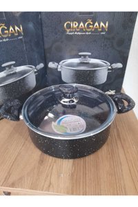 Çırağan Cam Kapaklı Granit 26 cm Derin Tencere