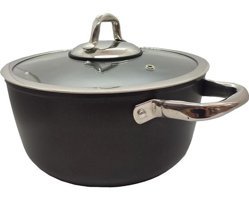 Leggno Cam Kapaklı Granit 24 cm Derin Tencere