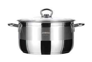 Amboss Saphire SAP 4332 Cam Kapaklı Paslanmaz Çelik 26 cm Derin Tencere