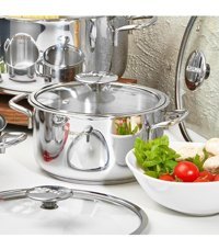 Amboss Cool İndüksiyon Cam Kapaklı Paslanmaz Çelik 20 cm Derin Tencere
