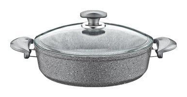 Oms Collection 3310 Cam Kapaklı Granit 30 cm Karnıyarık Tencere