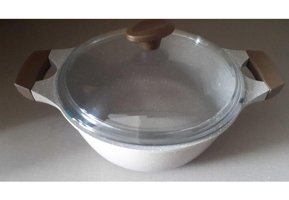Thermoad Graneu Cam Kapaklı Granit 24 cm Derin Tencere