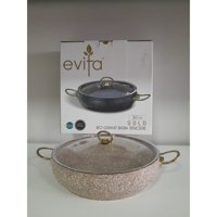Evita Bio Cam Kapaklı Granit 30 cm Basık Tencere