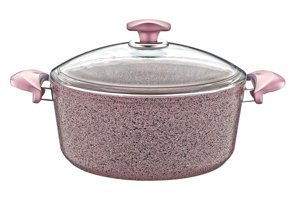 Oms Collection Bio 3110 Cam Kapaklı Granit 18 cm Derin Tencere Gri
