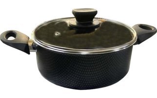 Mehtap Petek Desenli Cam Kapaklı Teflon 24 cm Derin Tencere