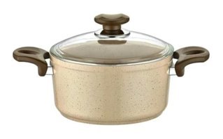 Gülsan Safran Cam Kapaklı Granit 24 cm Derin Tencere