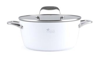 Essenso Ecotouch Bristol İndüksiyon Cam Kapaklı Granit 24 cm Derin Tencere Beyaz