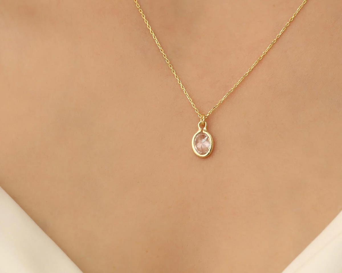 Gümüşistan Oval Beyaz Zirkon Taşlı 925 Ayar Kararmayan Forse Zincir Kadın Gümüş Kolye 45 cm