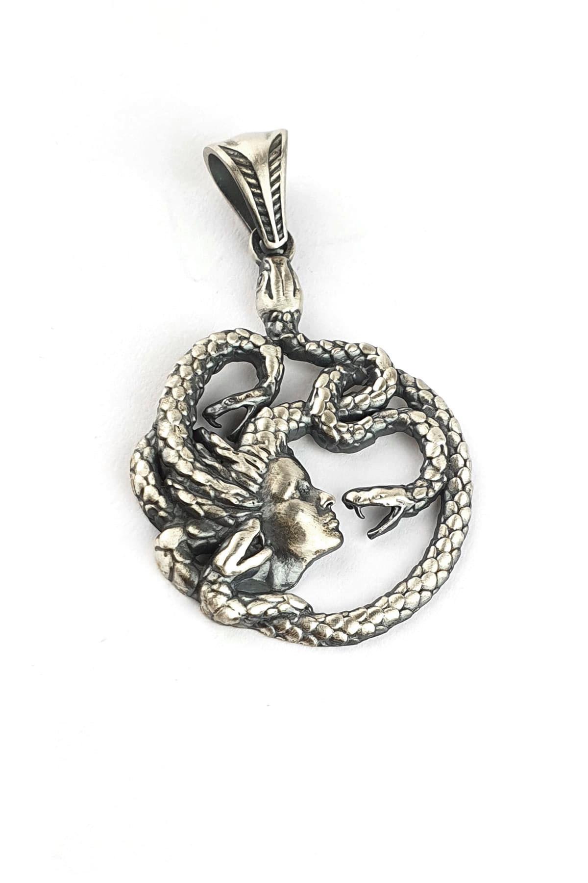 Oseshop Medusa 925 Ayar Kararmayan Forse Zincir Kadın Gümüş Kolye