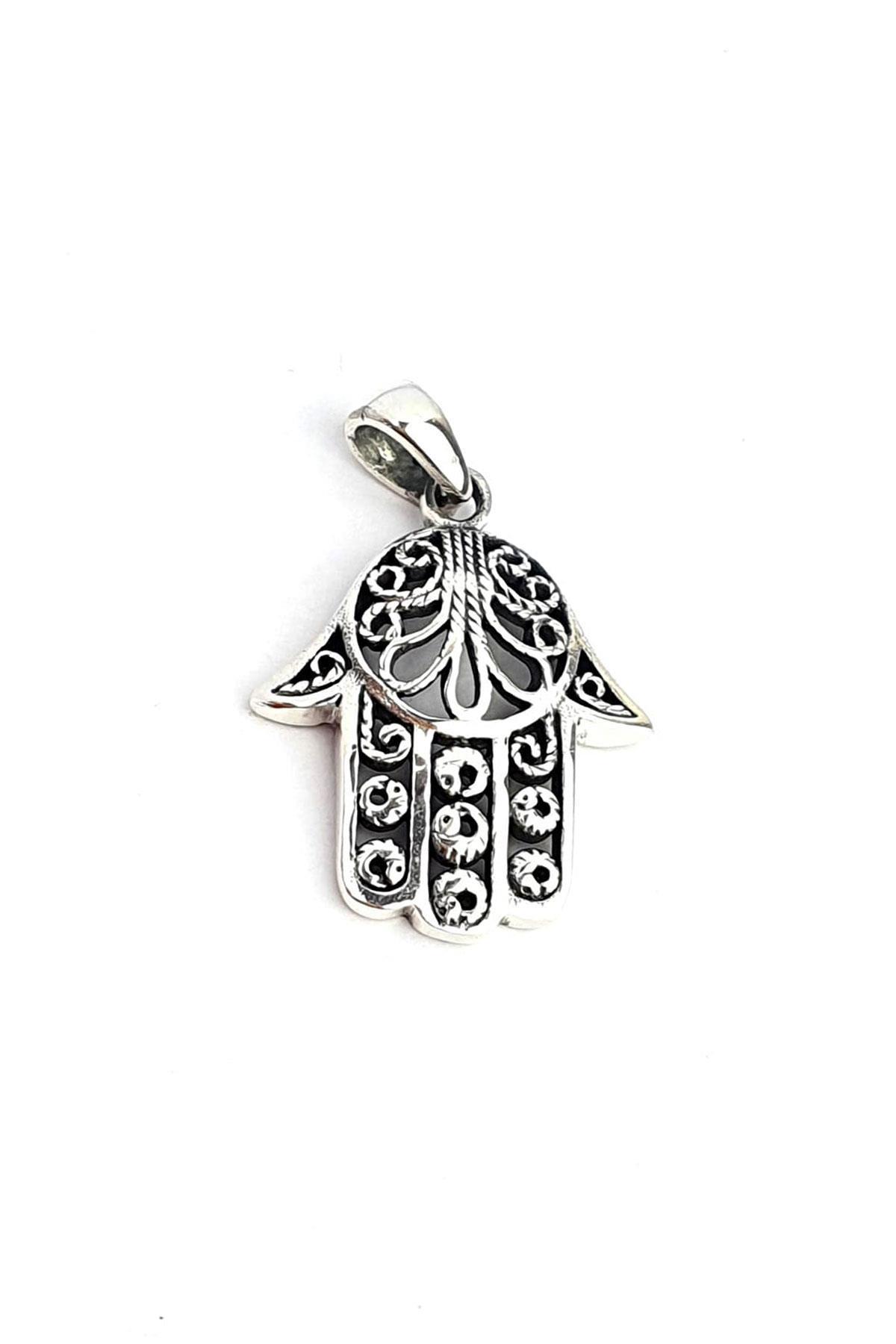 Oseshop Fatma Ana Eli Mineli Taşlı 925 Ayar Kararmayan Forse Zincir Kadın Gümüş Kolye
