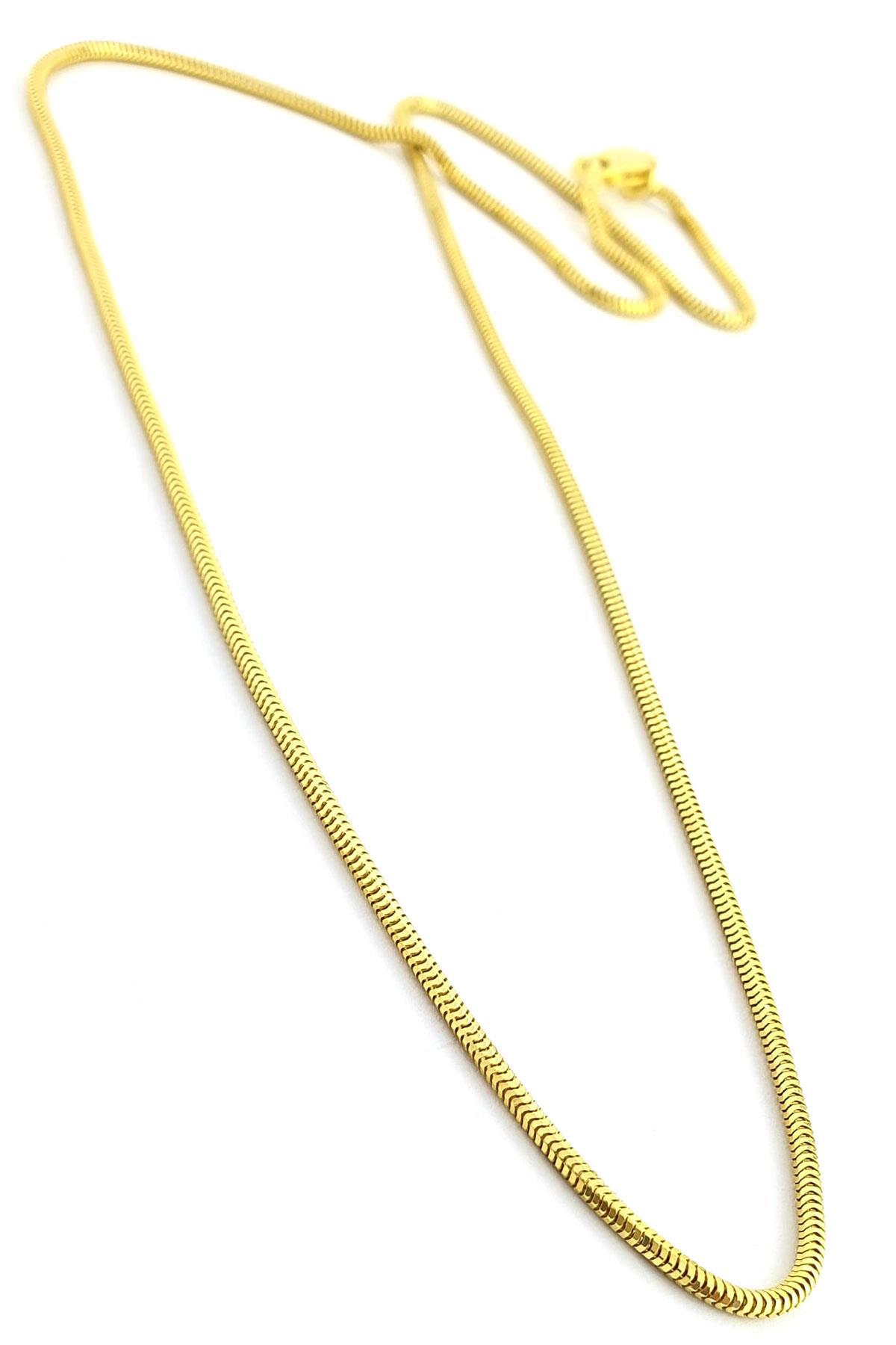 Oseshop Yılanlı 925 Ayar Altın Kaplama Kararmayan Hasır İtalyan Zincir Kadın Gümüş Kolye 45 cm