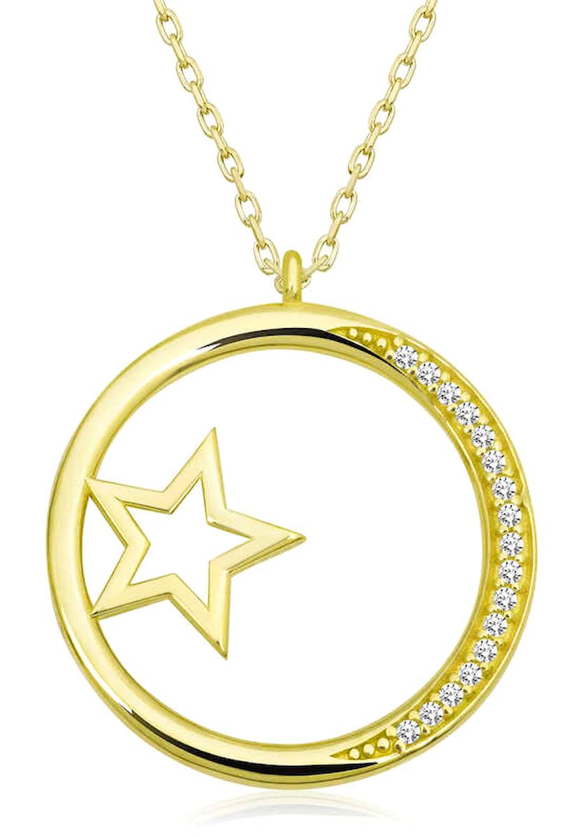 Lucky Life Yıldızlı Beyaz Zirkon Taşlı 925 Ayar Kararmayan Forse Zincir Kadın Gümüş Kolye 45 cm