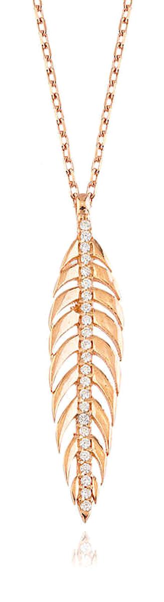 Lucky Life Yapraklı Beyaz Zirkon Taşlı 925 Ayar Kararmayan Forse Zincir Kadın Gümüş Kolye 45 cm
