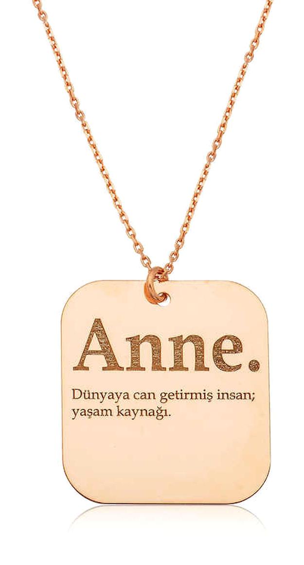 Pilelistore Yazılı 925 Ayar Kararmayan Plaka Düz Zincir Kadın Gümüş Kolye 45 cm
