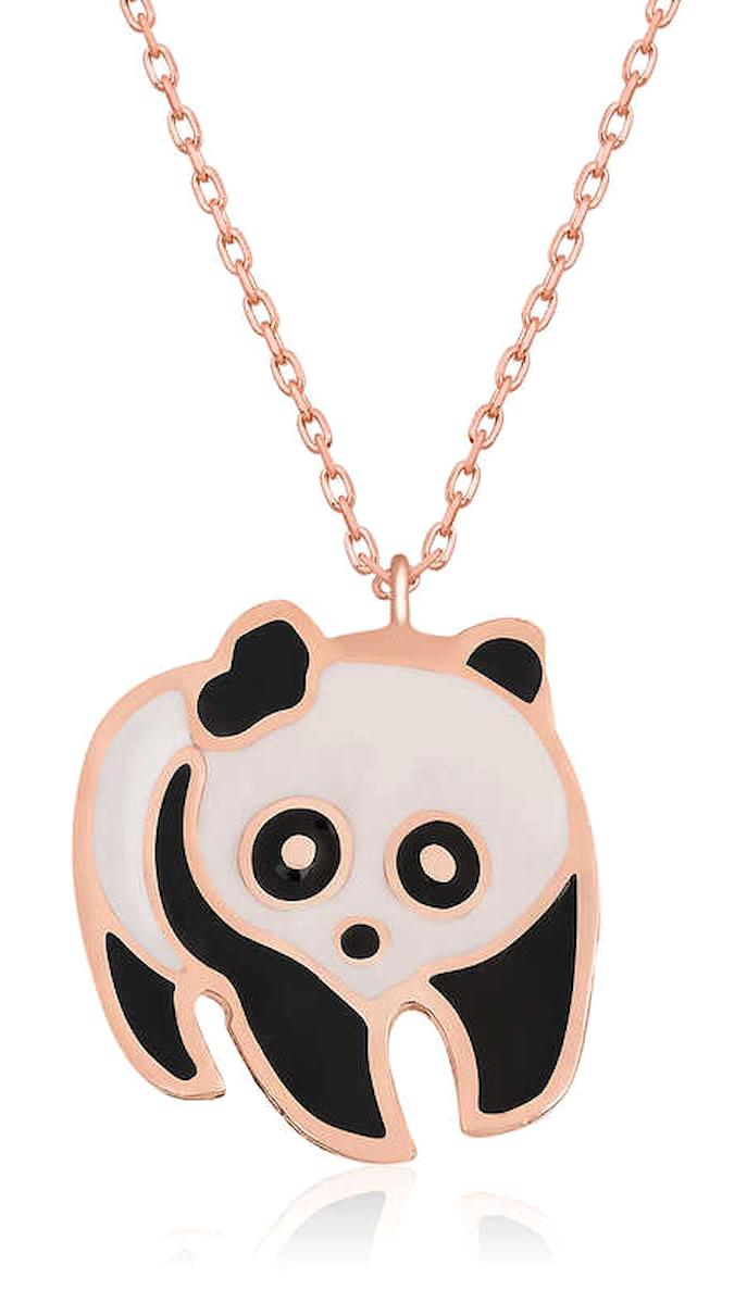 Lucky Life Panda 925 Ayar Kararmayan Forse Zincir Kadın Gümüş Kolye 45 cm