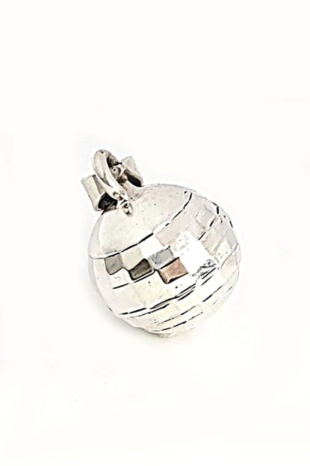 Oseshop Disko Topu Forse Zincir Kadın Gümüş Kolye