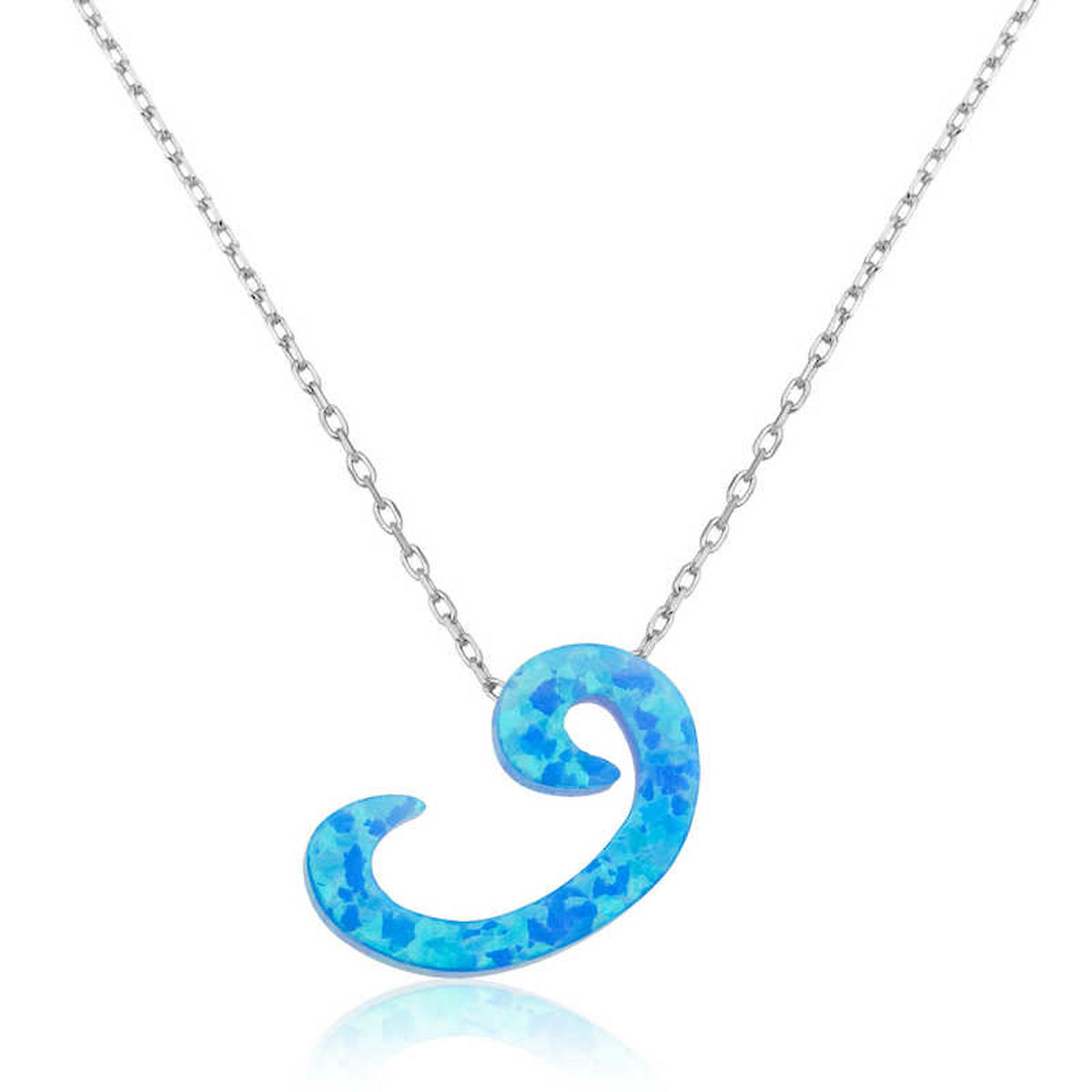 Lucky Life Vav Mavi Opal Taşlı 925 Ayar Kararmayan Forse Zincir Kadın Gümüş Kolye 45 cm