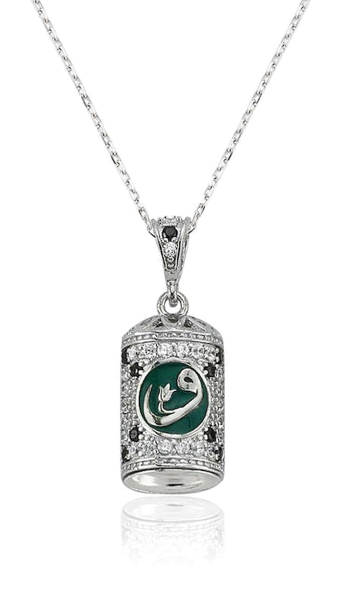 Lucky Life Cevşenli Beyaz Zirkon Taşlı 925 Ayar Kararmayan Forse Zincir Kadın Gümüş Kolye 45 cm