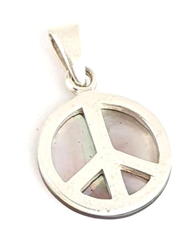 Oseshop Barış İşareti Çok Renkli Sedef Taşlı 925 Ayar Kararmayan Forse Zincir Kadın Gümüş Kolye