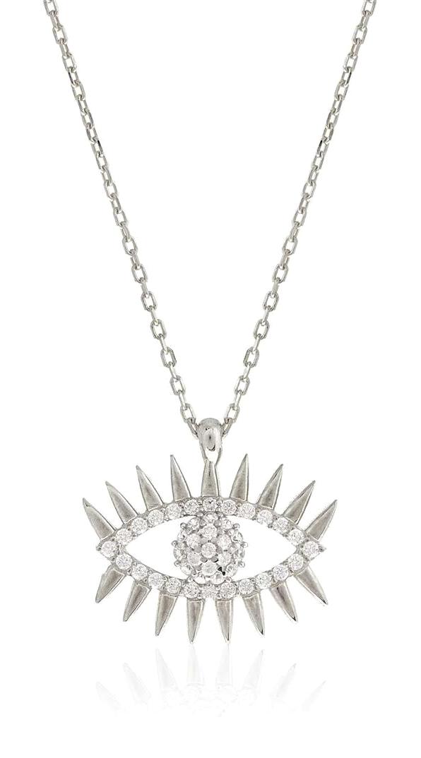 İpek Silver Gözlü Beyaz Zirkon Taşlı 925 Ayar Kararmayan Forse Zincir Kadın Gümüş Kolye 45 cm