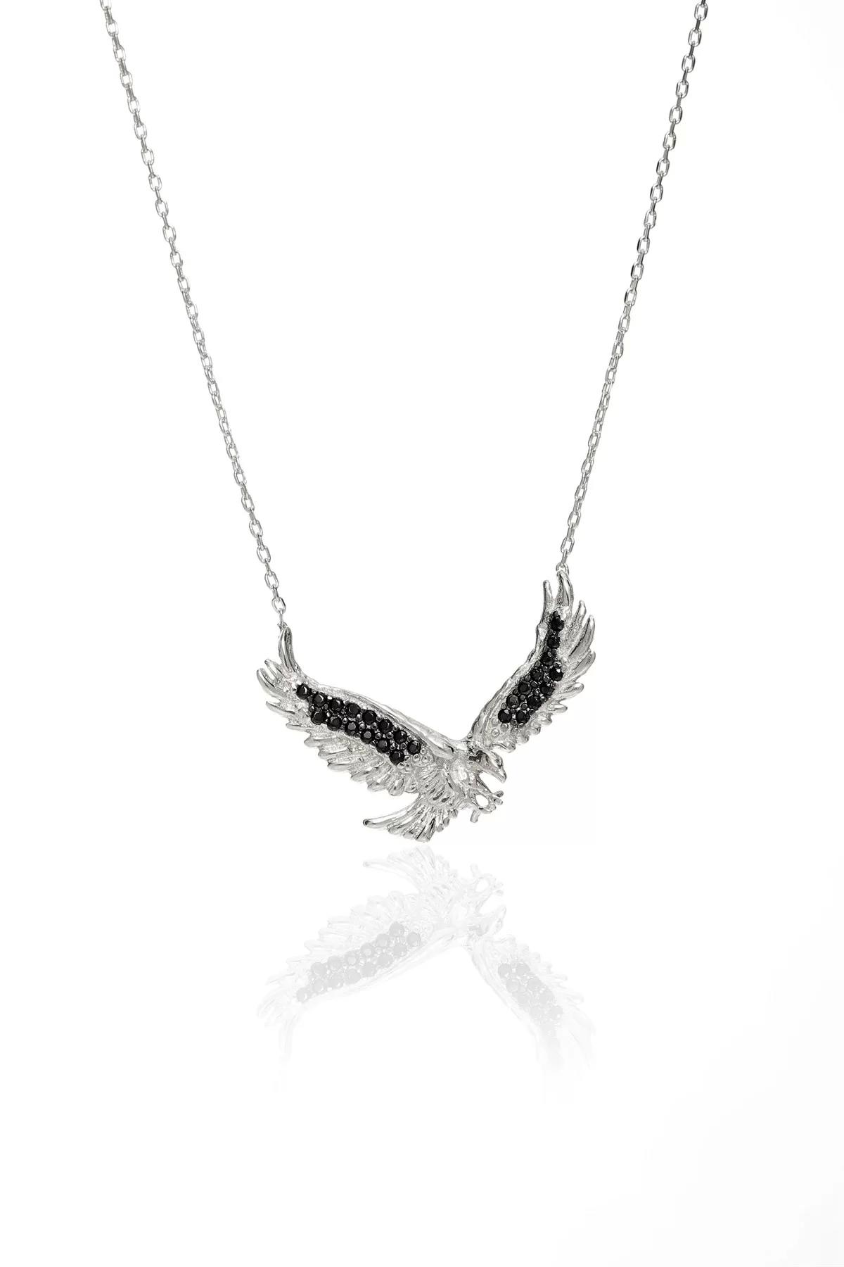 İpek Silver Kartal Gri Zirkon Taşlı 925 Ayar Kararmayan Forse Zincir Gümüş Kolye 45 cm
