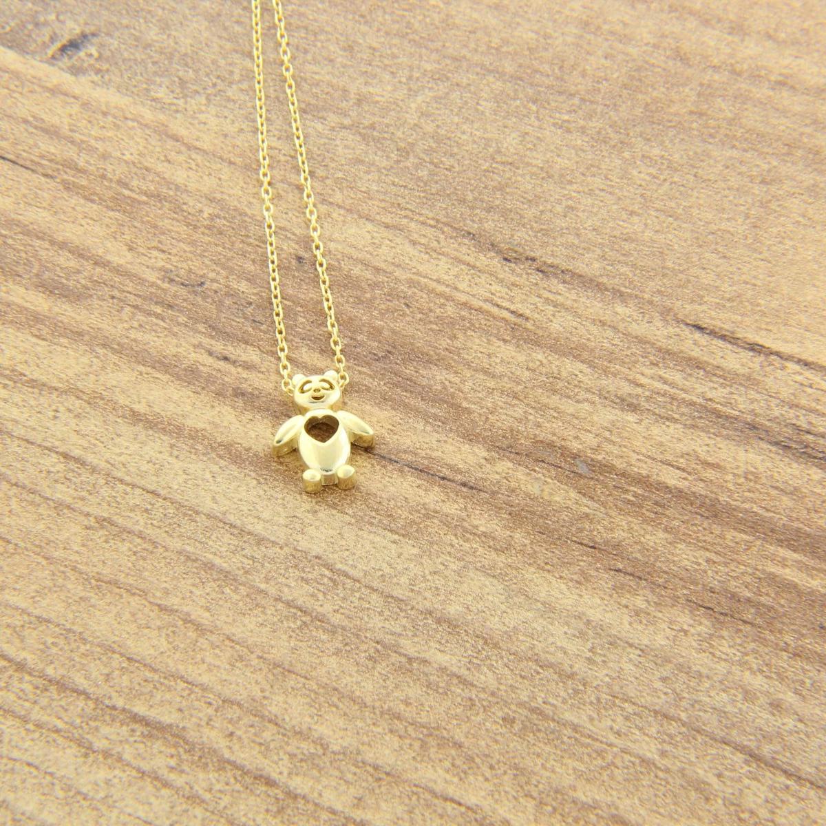 İpek Silver Ayıcık Gri Zirkon Taşlı 925 Ayar Kararmayan Forse Zincir Kadın Gümüş Kolye 45 cm