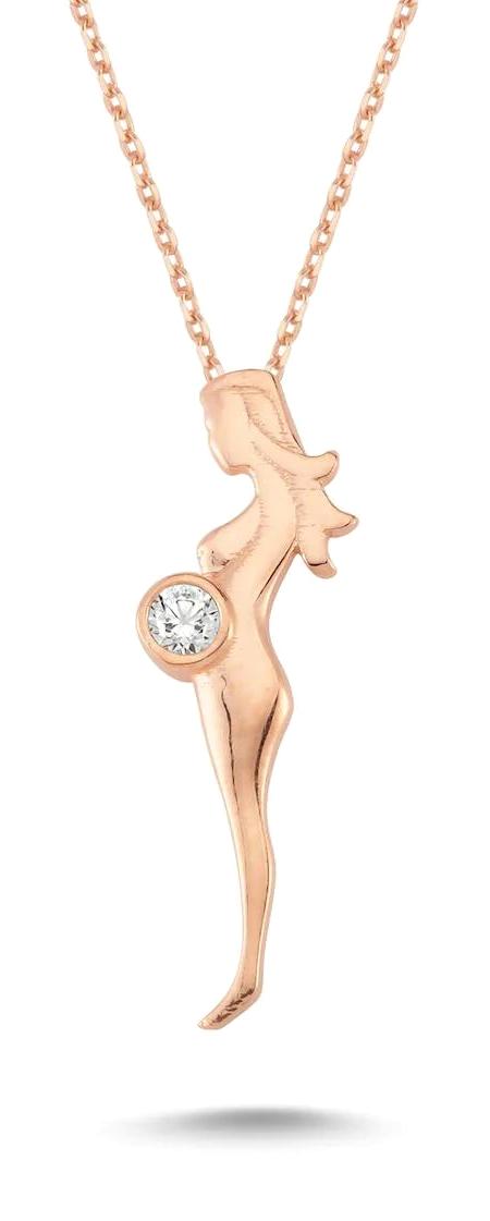 Online Takı Aile Figürlü Beyaz Zirkon Taşlı 925 Ayar Kararmayan Forse Zincir Kadın Gümüş Kolye 45 cm
