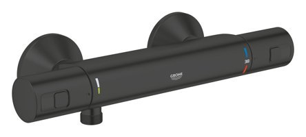 Grohe Precision Start Pirinç Çift Delikli Aç Kapa Dereceli Yarı Ankastre Yuvarlak Banyo Bataryası Siyah
