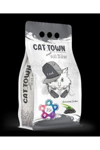 Cat Town Kokusuz Topaklanan İnce Taneli Aktif Karbonlu Bentonit Kedi Kumu 10 lt