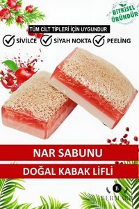 Bermark Doğal El Yapımı Kabak Lifli-Nar Katı Sabun 110 gr
