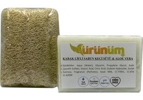 Ürünüm Şifalı Bitkiler Doğal Kabak Lifli Aloe Vera-Kabak Lifli-Keçi Sütlü Katı Sabun 100 gr