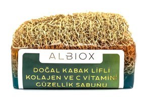 Albiox Doğal Kabak Lifli C Vitamini-Kabak Lifli-Kolajen Katı Sabun 130 gr
