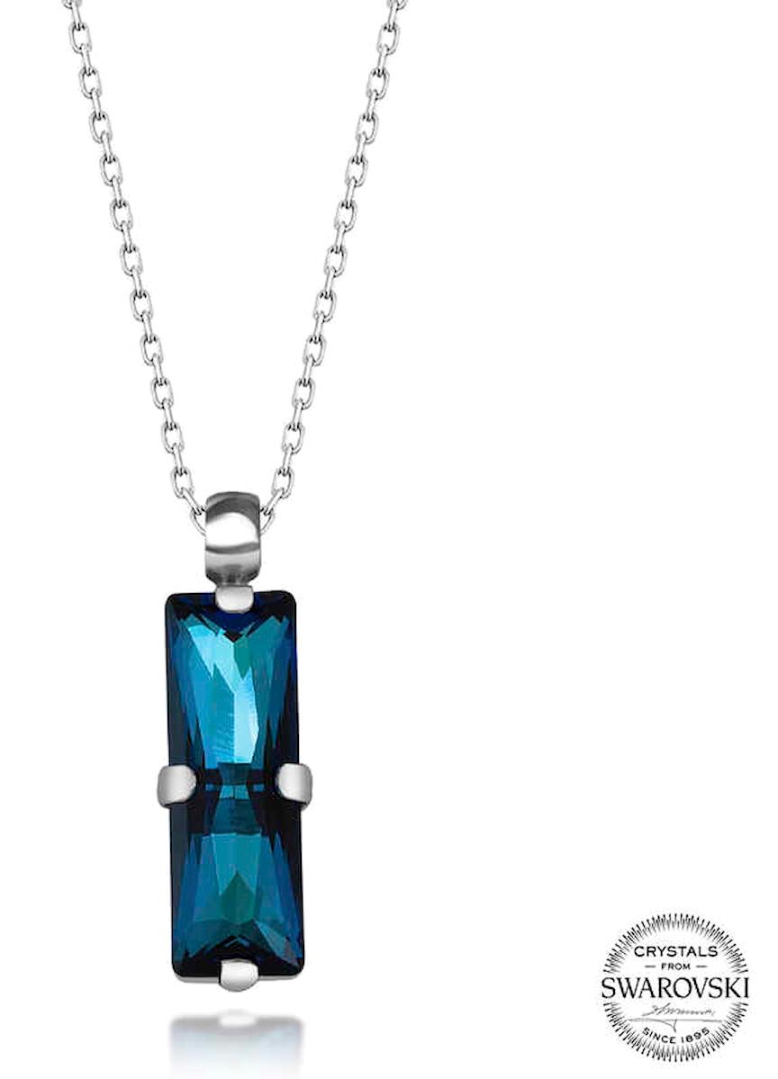 Stillove Mavi Swarovski Taşlı Kararmayan Düz Zincir Kadın Gümüş Kolye 50 cm