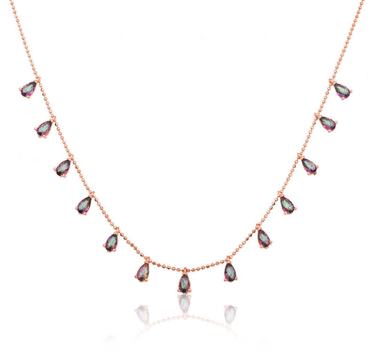 Stillove Topaz Taşlı Kararmayan Düz Zincir Kadın Gümüş Kolye 45 cm