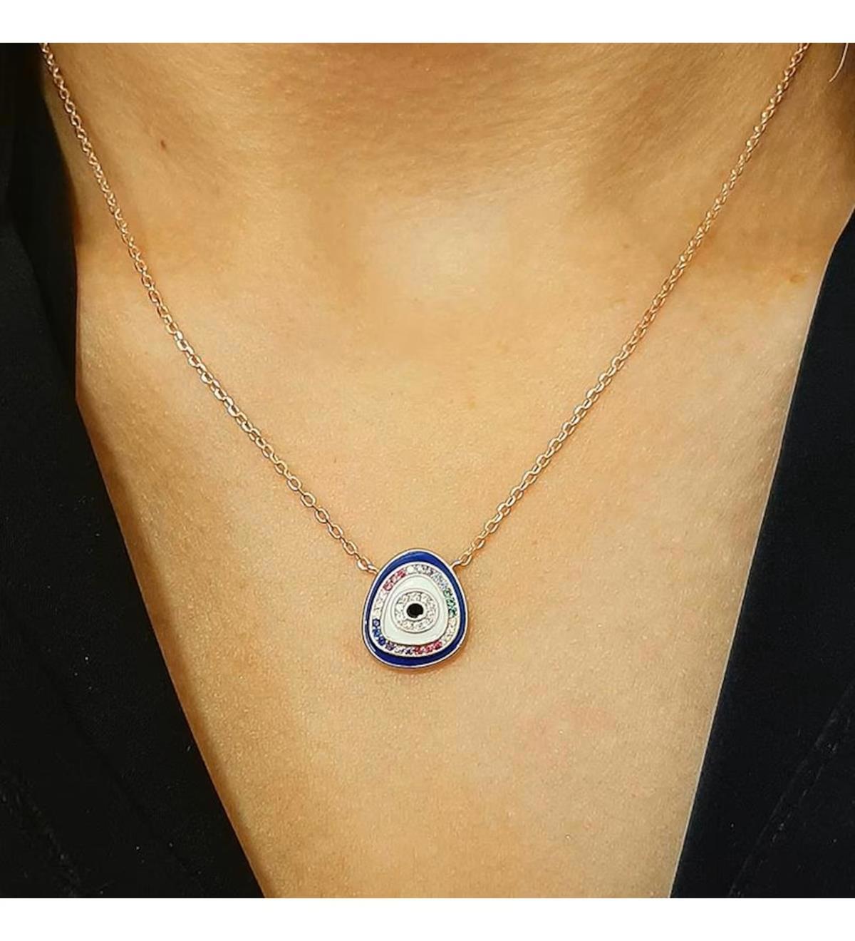 Pier Gümüş Mavi Zirkon Taşlı Kararmayan Düz Zincir Kadın Gümüş Kolye 45 cm
