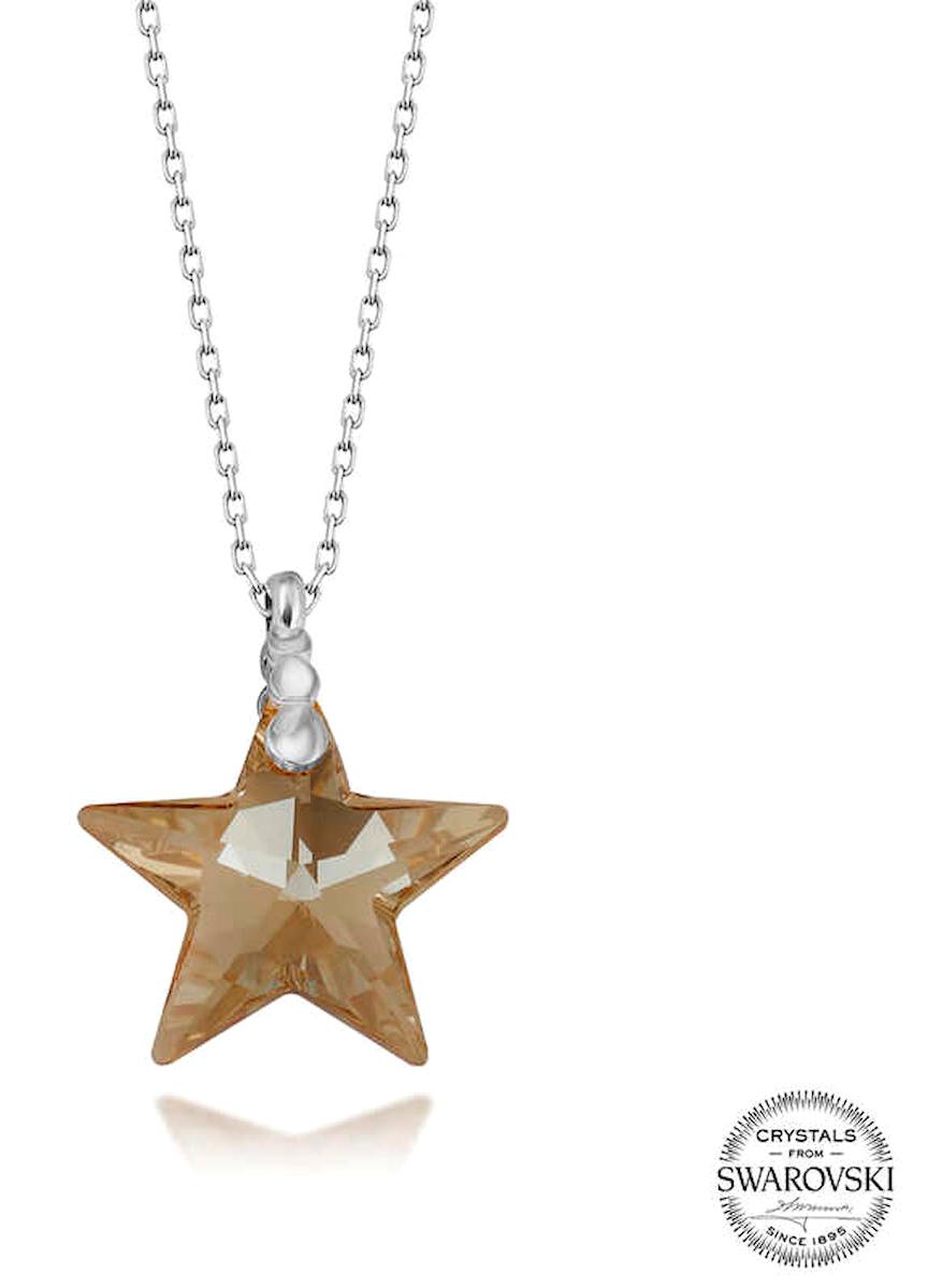 Stillove Kahverengi Swarovski Taşlı Kararmayan Düz Zincir Kadın Gümüş Kolye 50 cm