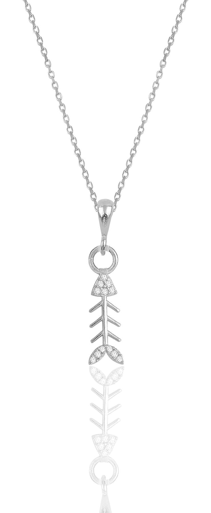 Söğütlü Silver Balık Kılçıklı Zirkon Taşlı Kararmayan Forse Zincir Kadın Gümüş Kolye 45 cm