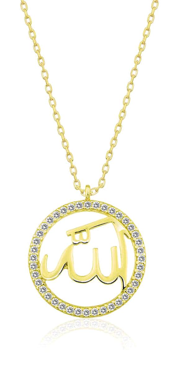 Stillove Yuvarlak Kararmayan Allah Forse Zincir Kadın Gümüş Kolye 45 cm