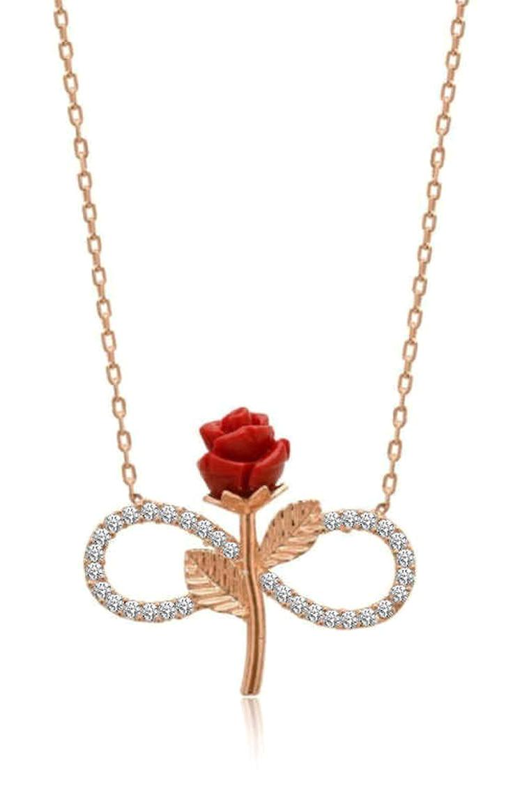 Stillove Beyaz - Kırmızı Kararmayan Düz Zincir Kadın Gümüş Kolye 45 cm